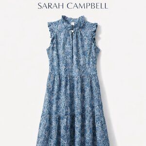 Sarah Campbell Blue Floral Midi Dress